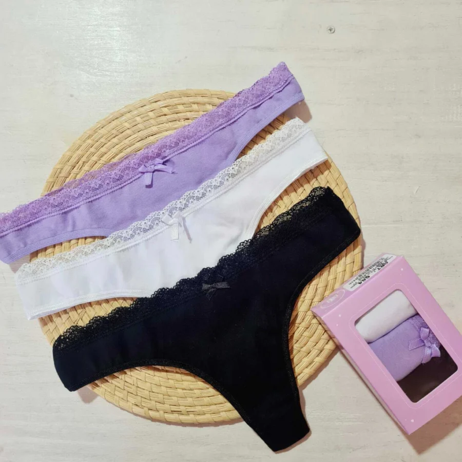 Berlin Art 684 Pack de 3 Colaless de Algodón y Lycra Liso con  Puntilla Elastizada