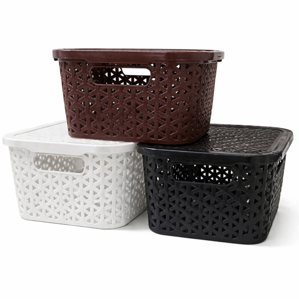 Canasto Simil Rattan Chico Con Tapa