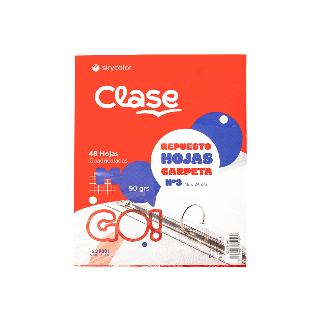Repuesto Clase X48 Hojas Cuadriculadas 90Grs