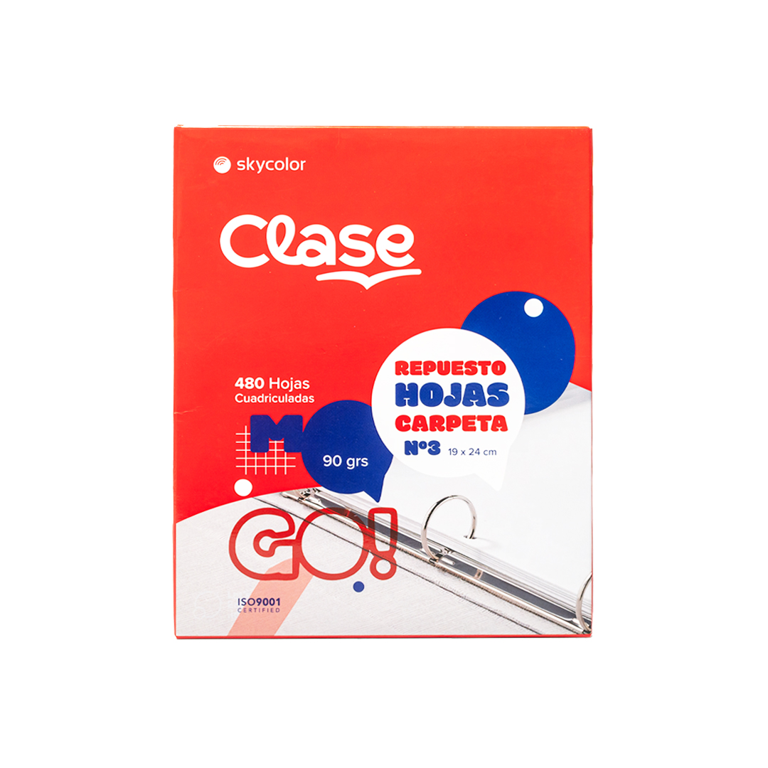 Repuesto Clase X480 Hojas Cuadriculadas 90Grs