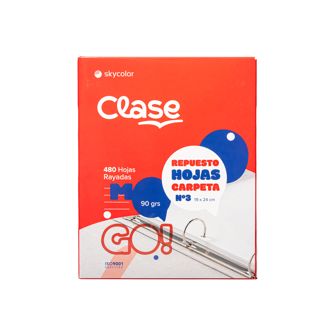 Repuesto Clase X480 Hojas Rayadas 90Grs