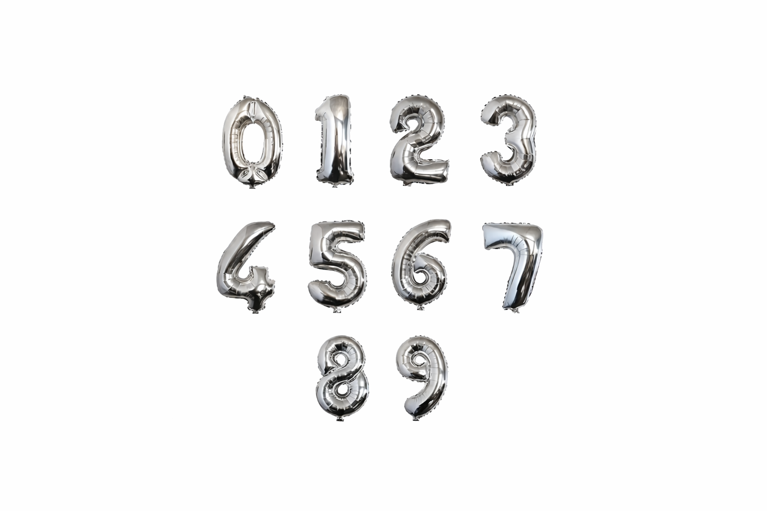 Globo Numero Metalizados Plata 16" 40cm