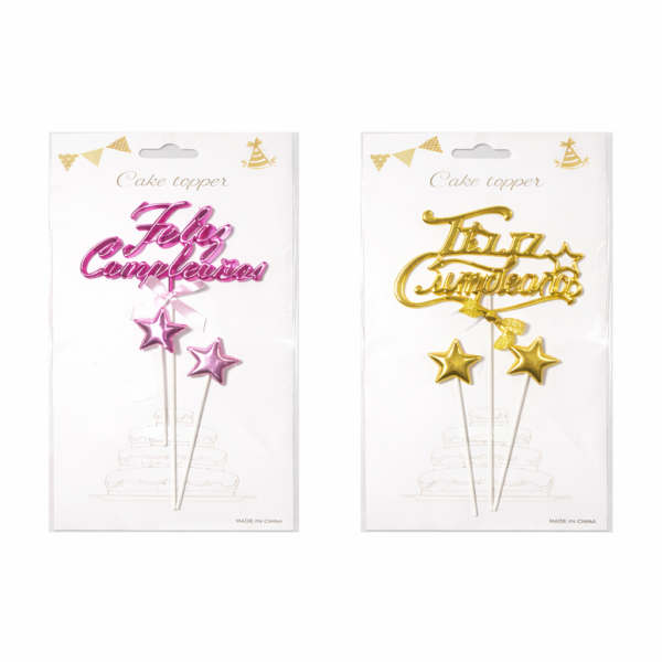 Alternative view of Topper Feliz Cumpleaños Cursiva 3D