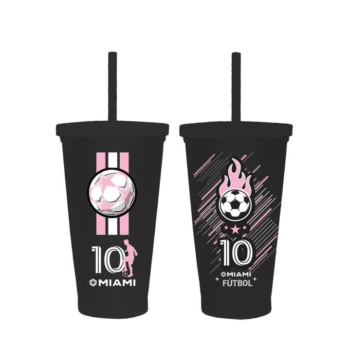 Vaso XL Con Tapa Y Sorbete Messi Miami Black